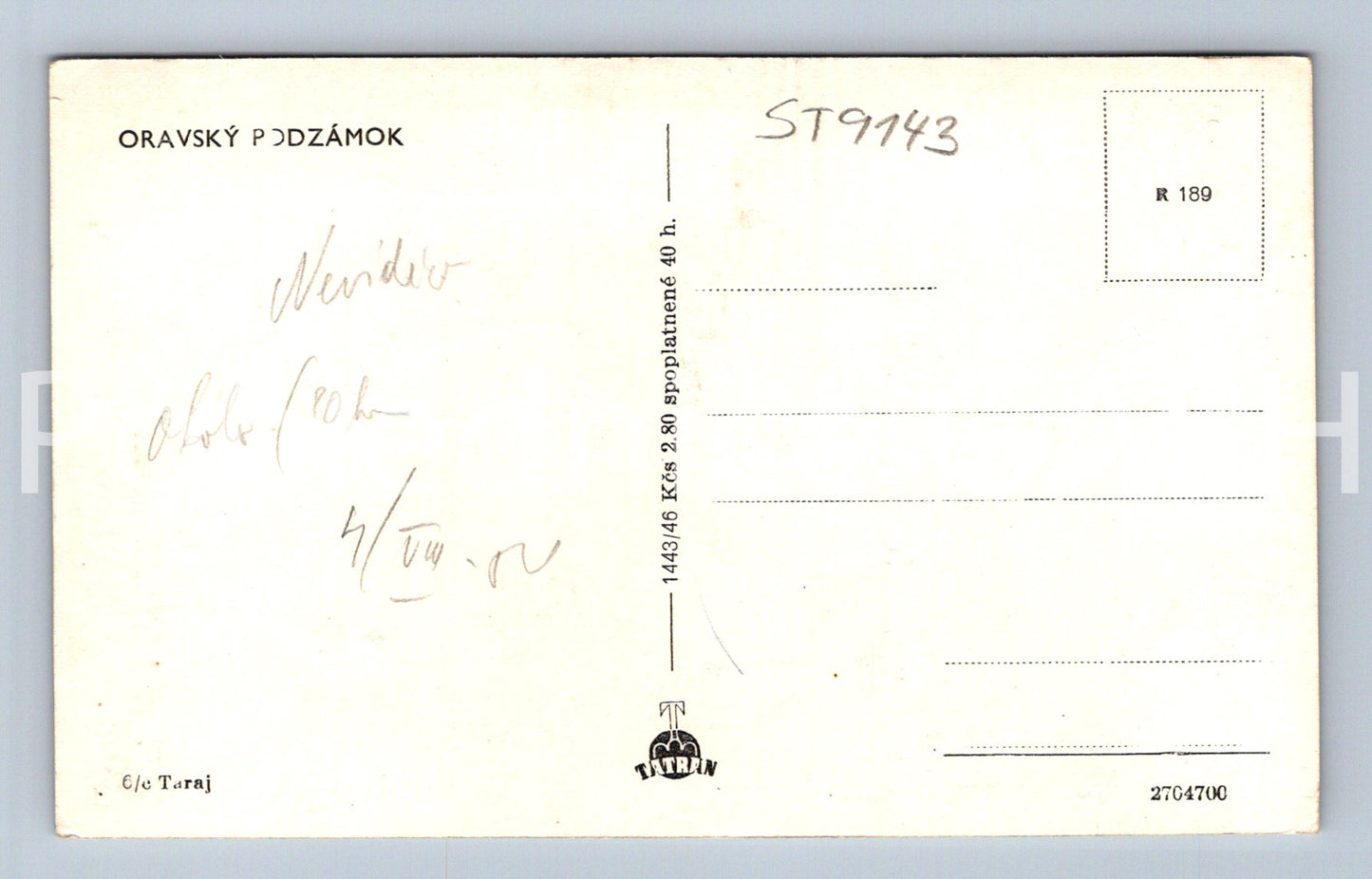 Pohlednice ORAVSKÝ PODZÁMOK (ST9143)