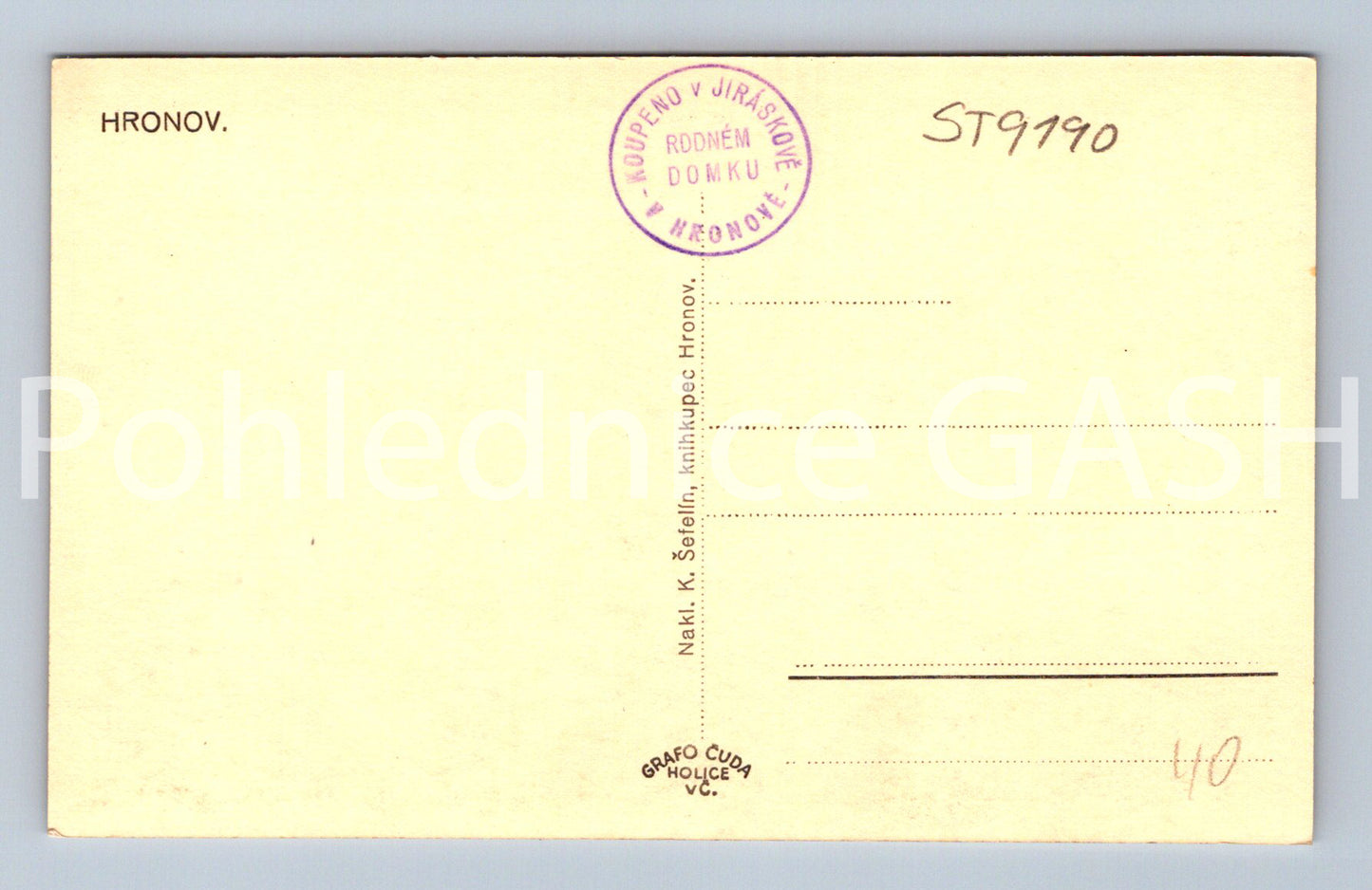 Pohlednice RODNÝ DOMEK MISTRA ALOISE JIRÁSKA - HRONOV (ST9190)