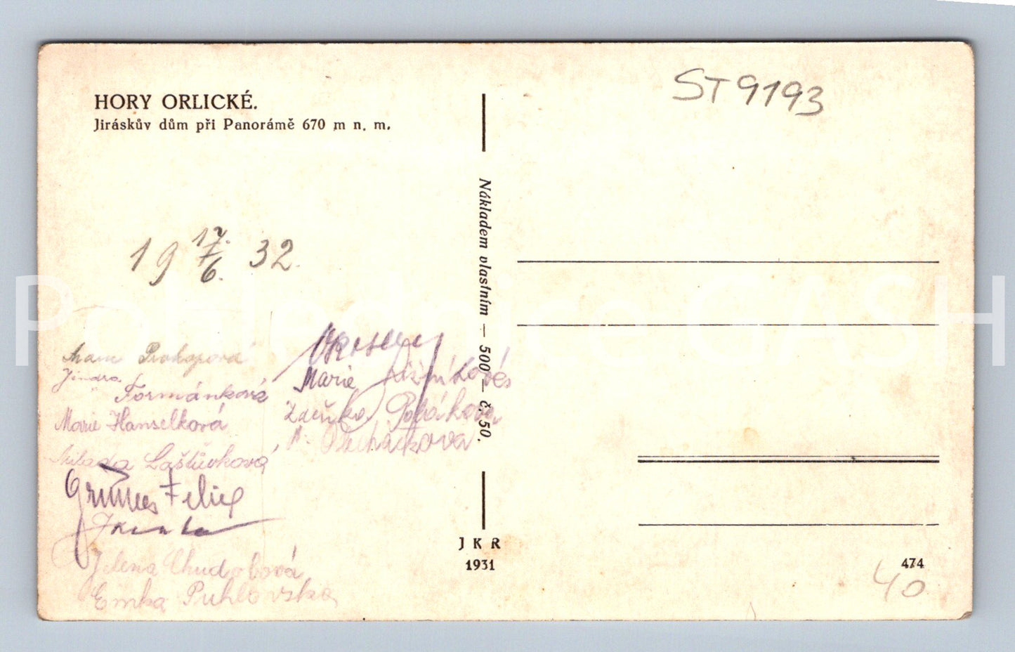 Pohlednice ORLICKÉ HORY (ST9193)