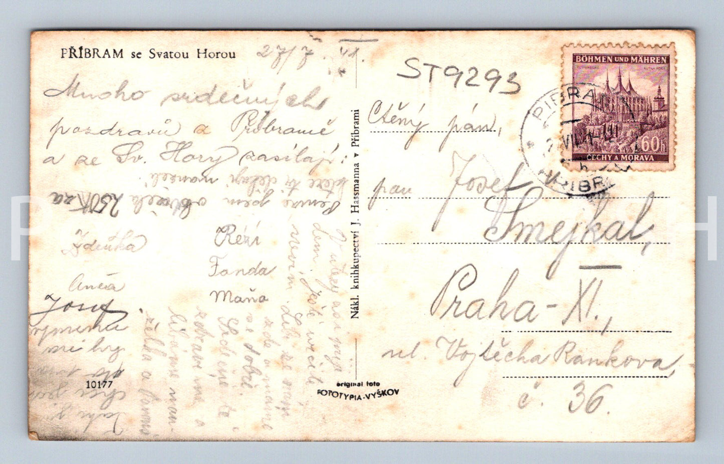 Postcard PŘÍBRAM WITH THE HOLY MOUNTAIN (ST9293)