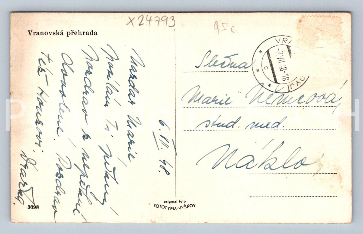 Pohlednice VRANOVSKÁ PŘEHRADA (X24793)