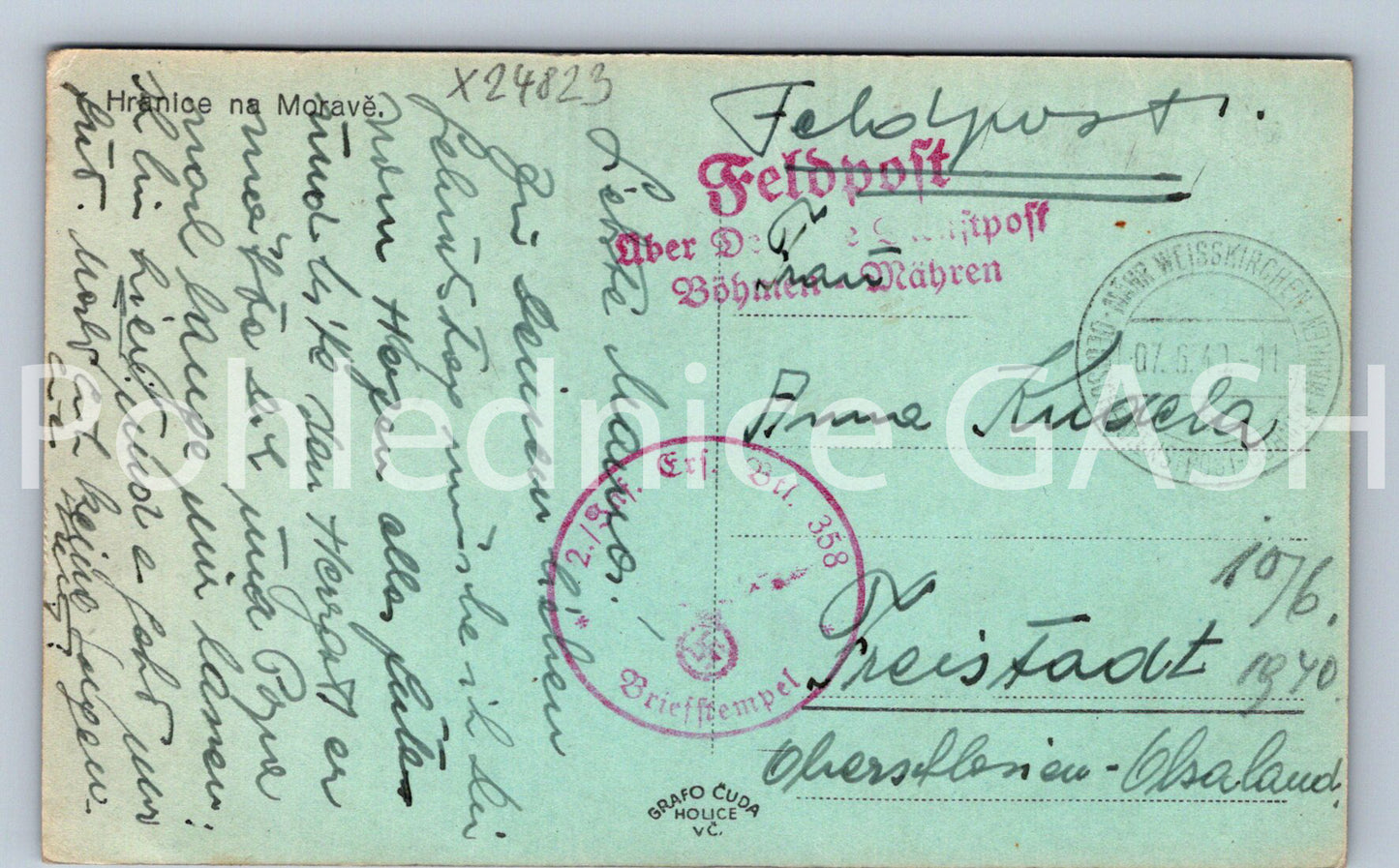 Postcard BORDER IN MORAVIA (X24823)
