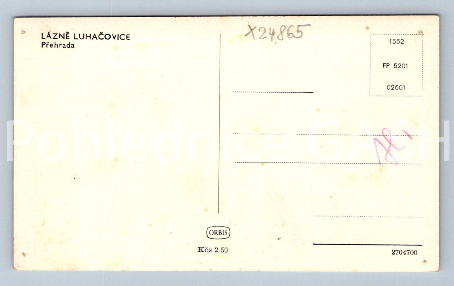 Pohlednice PŘEHRADA LUHAČOVICE (X24865)