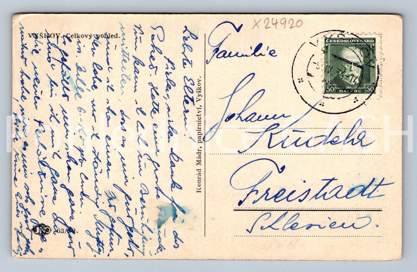 Pohlednice VYŠKOV (X24920)