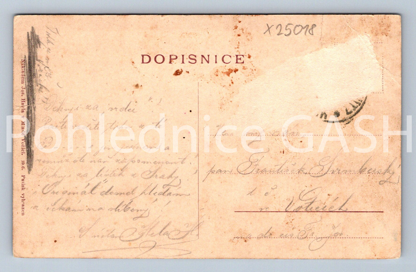 Pohlednice ZŘÍCENINA HRADU ŠELLENBERKA V MLADÉ VOŽICE (X25018)