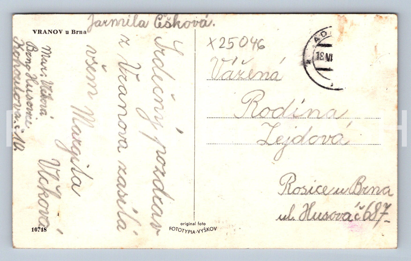 Pohlednice VRANOV U BRNA (X25046)