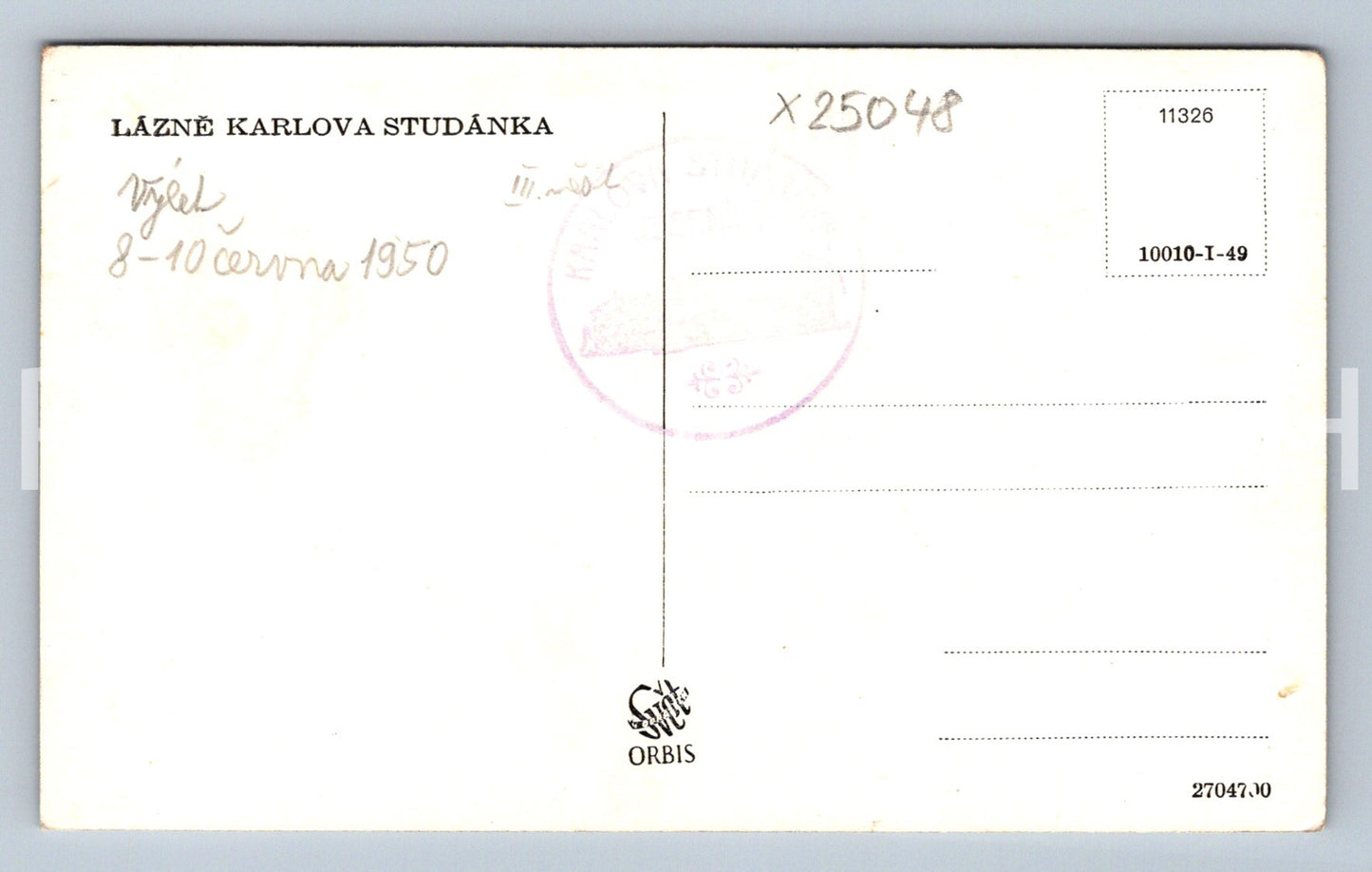 Pohlednice LÁZNĚ KARLOVA STUDÁNKA (X25048)
