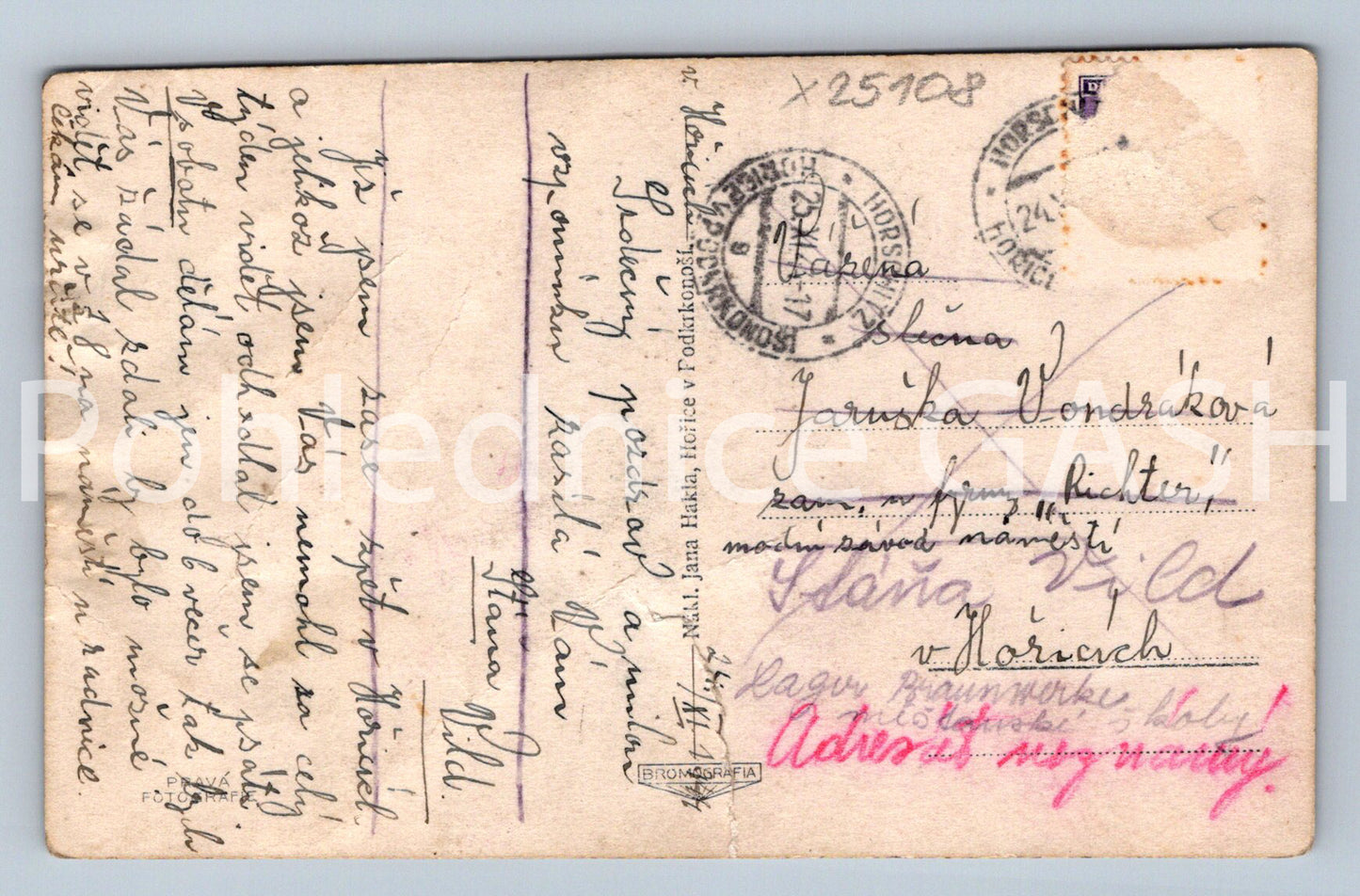 Postcard HOŘICE IN THE KRKONOSÍ MOUNTAINS (X25108)