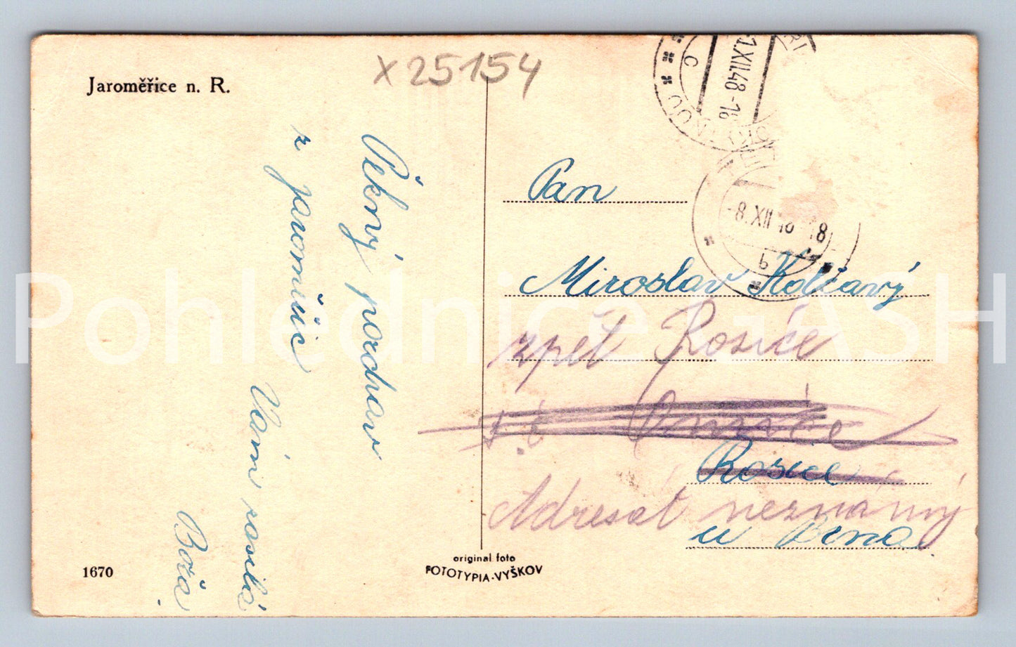 Pohlednice JAROMĚŘICE N. R. (X25154)