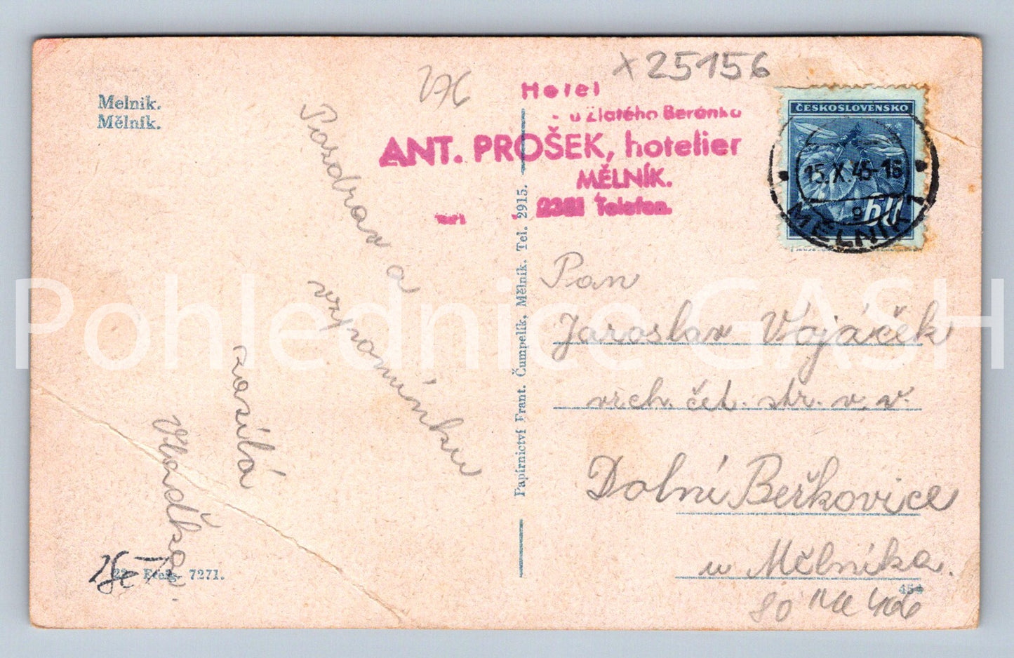 Pohlednice MĚLNÍK (X25156)