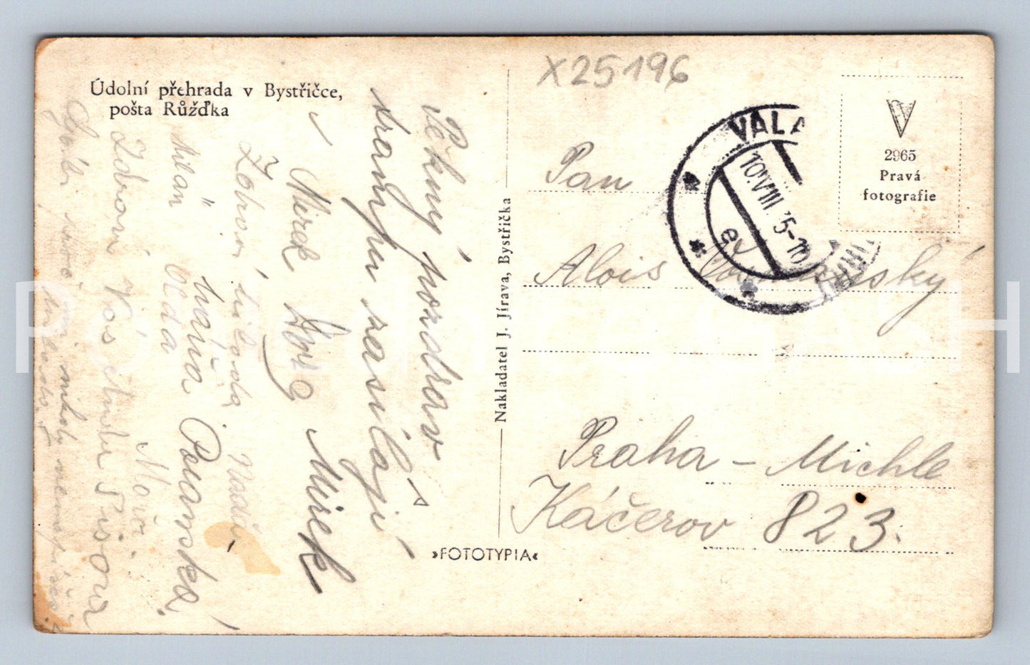 Pohlednice ÚDOLÍ PŘEHRADA V BYSTŘIČCE (X25196)