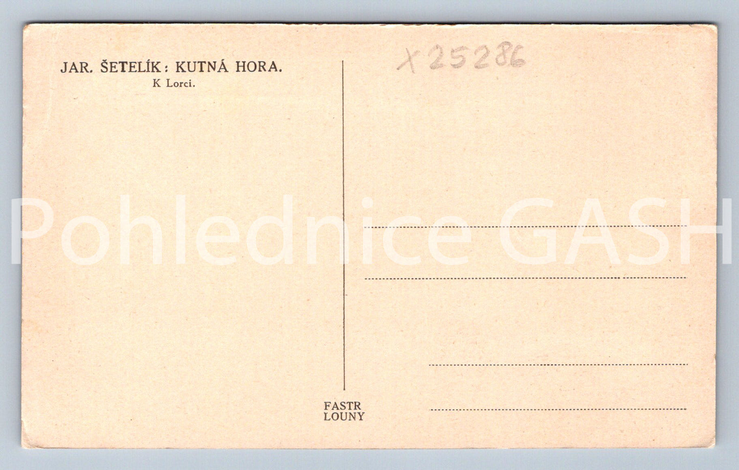 Pohlednice JAR. ŠETELÍK - KUTNÁ HORA (X25286)
