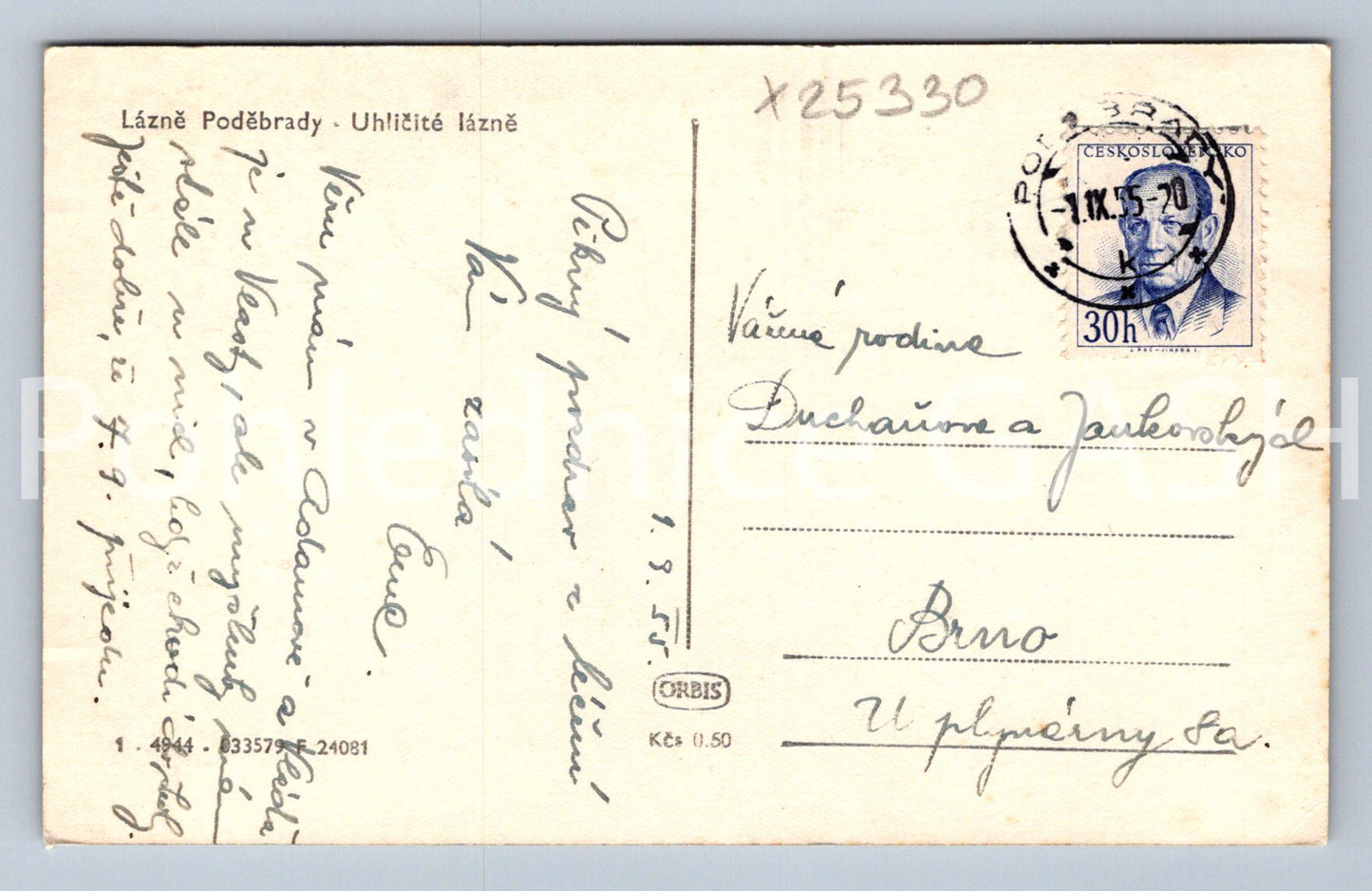 Pohlednice LÁZNĚ PODĚBRADY (X25330)
