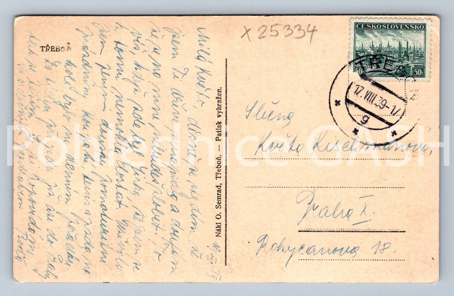 Pohlednice TŘEBOŇ (X25334)