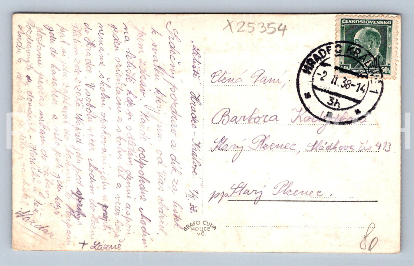 Pohlednice POZDRAV A VZPOMÍNKA Z HRADCE KRÁLOVÉ (X25354)