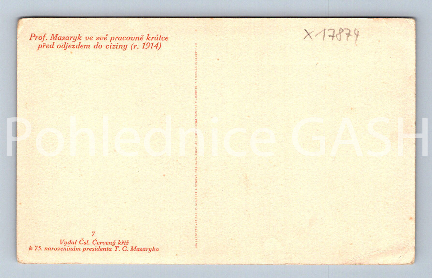 Postcard TGM IN HIS WORKSHOP SHORTLY BEFORE DEPARTURE (x17874)