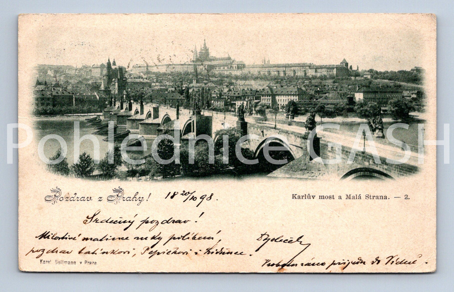 Pohlednice POZDRAV Z PRAHY dlouhá adresa (ST11286)