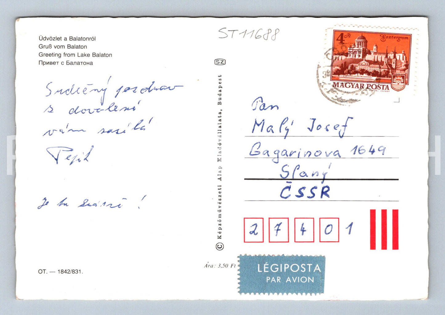 Pohlednice BALATON - KOLÁŽ (ST11688)