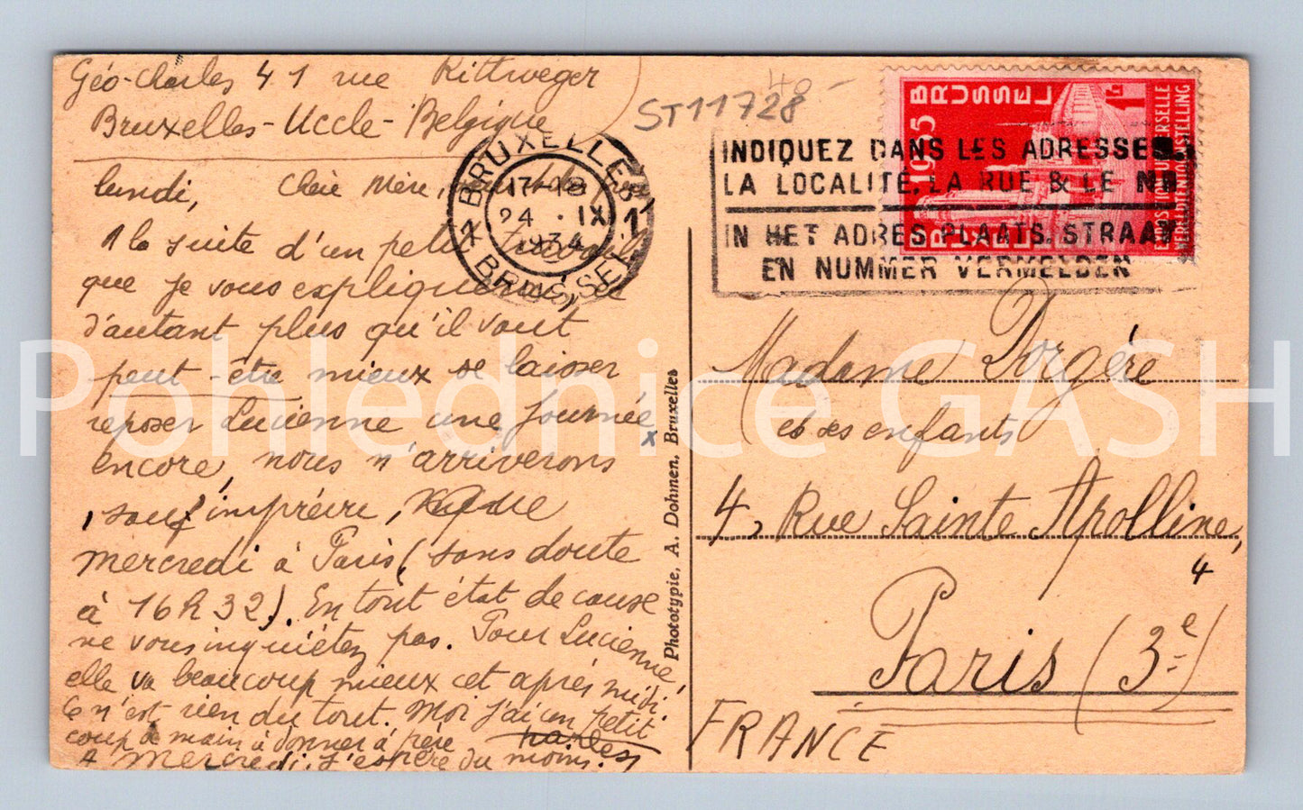 Postcard BRUSSELS - PARC DE LAEKEN (ST11728)