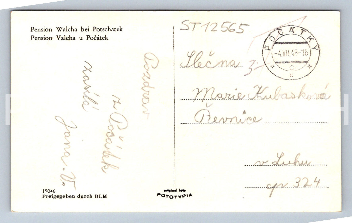 Pohlednice PENSION VALCHA U POČÁTEK (ST12565)