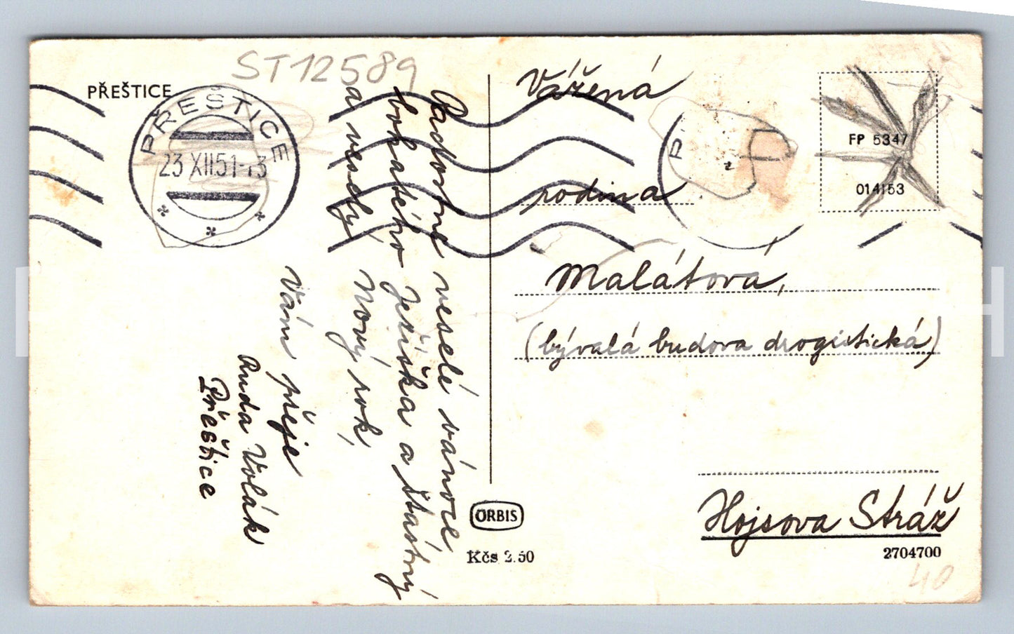 Pohlednice PŘEŠICE (ST12589)