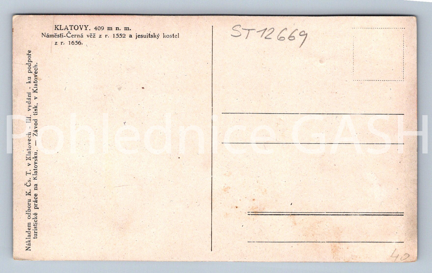 Postcard KLATOVY (ST12669)