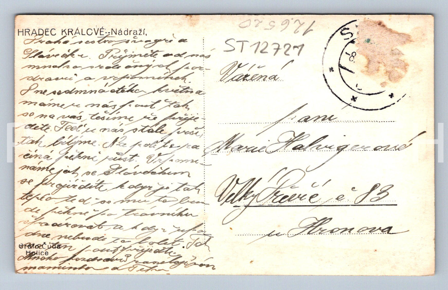 Postcard HRADEC KRÁLOVÉ - RAILWAY STATION (ST12721)