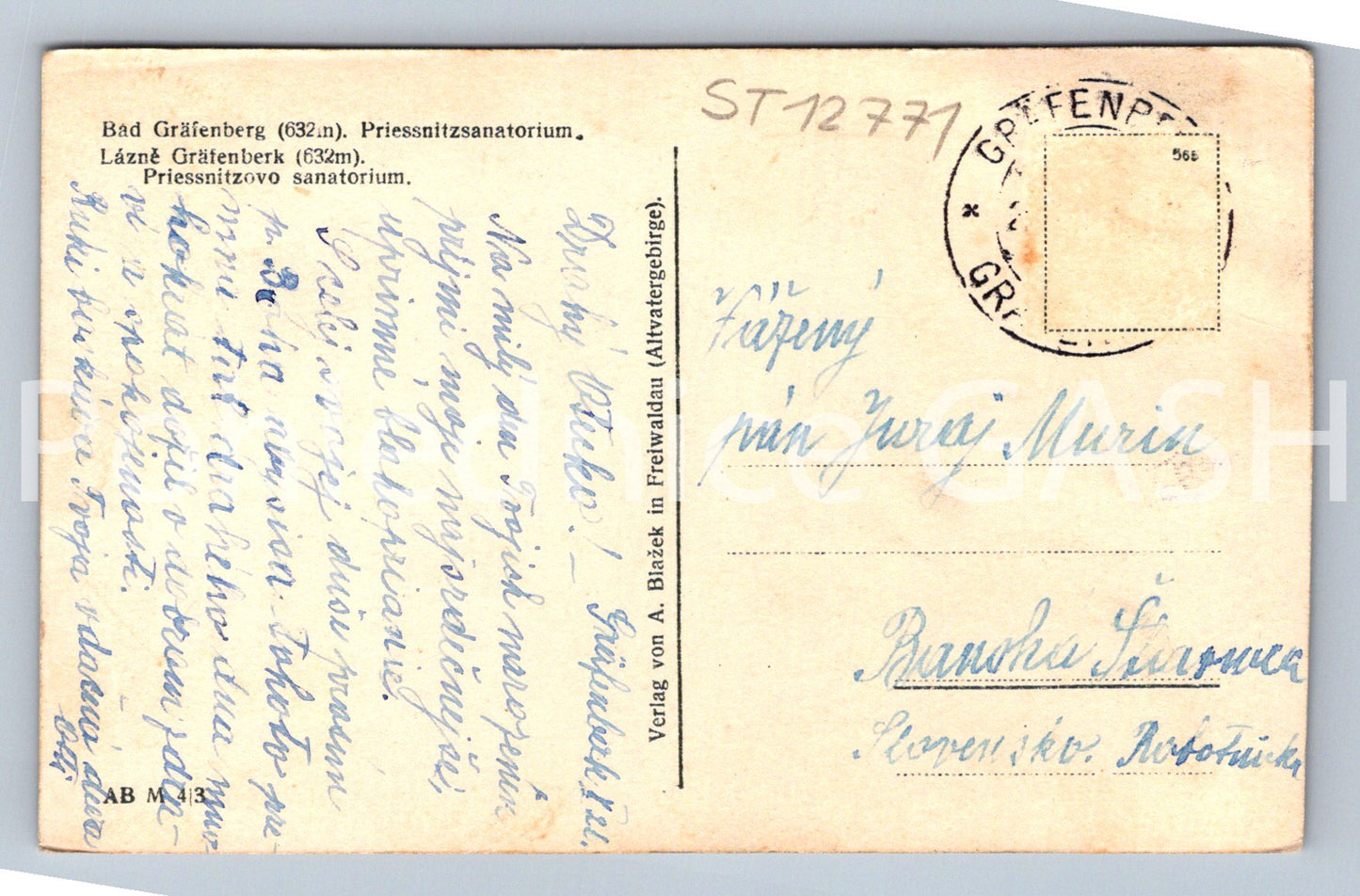 Pohlednice LÁZNĚ GRÄFENBERK (ST12771)