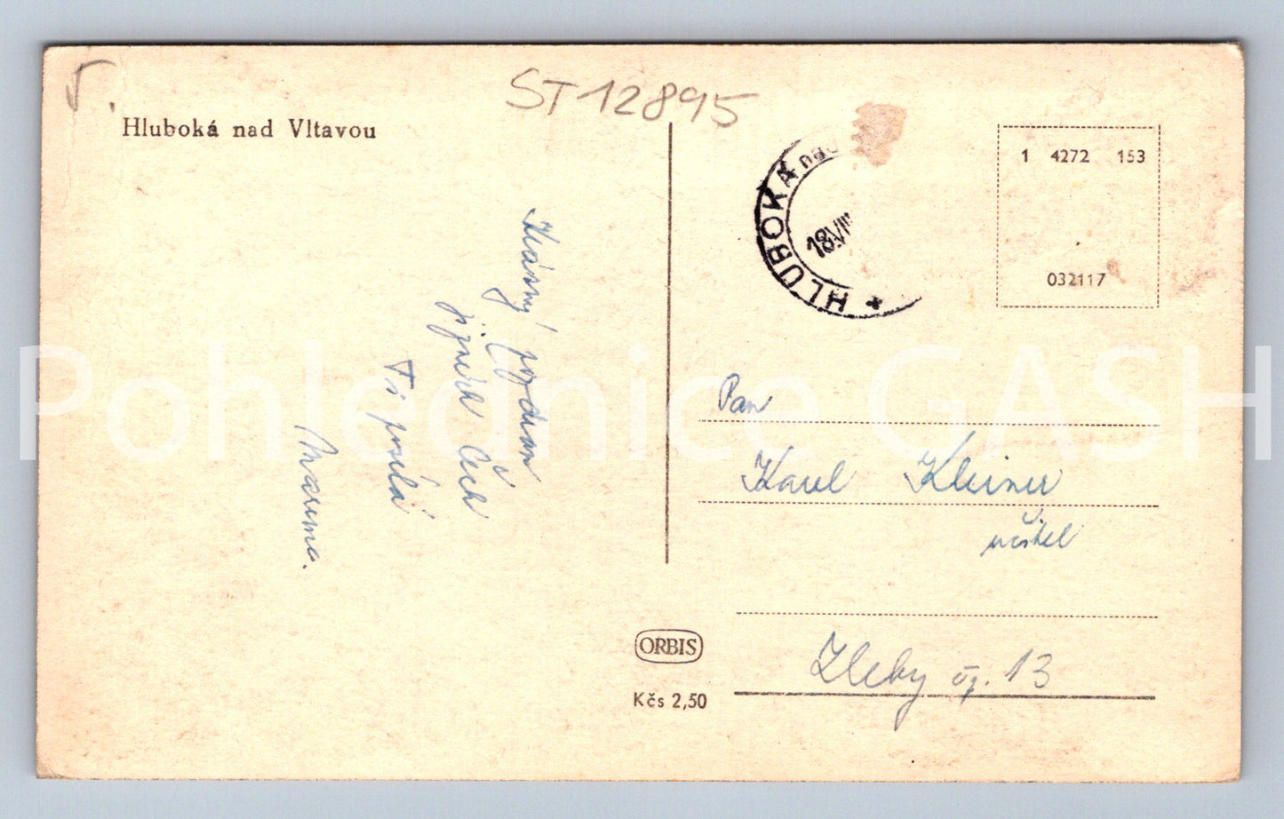 Pohlednice HLUBOKÁ NAD VLTAVOU (ST12895)