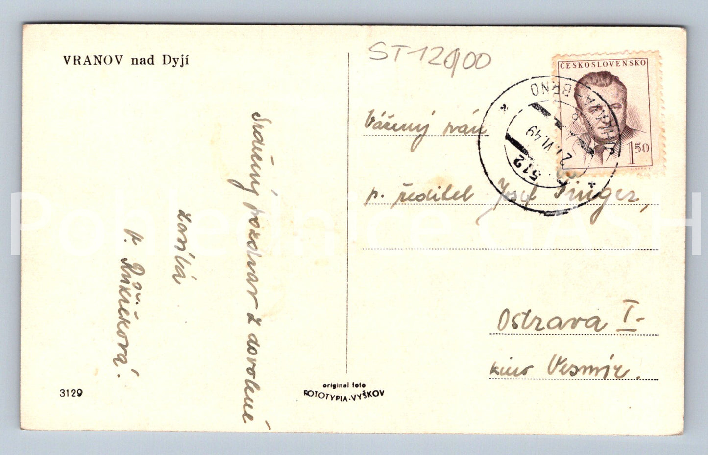 Postcard VRANOV NAD DYJÍ (ST12900)