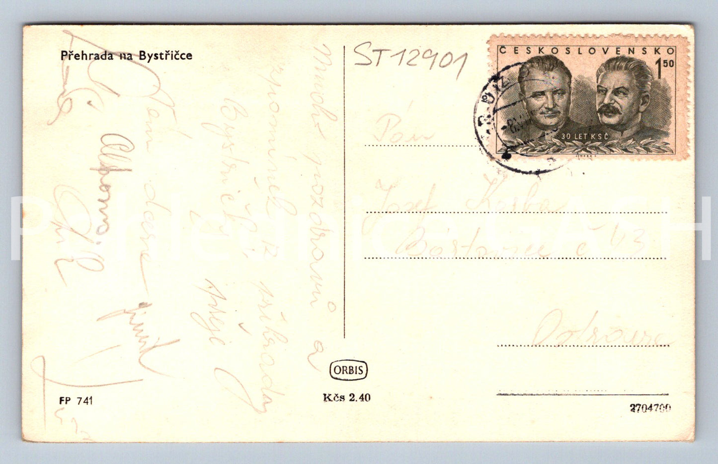 Pohlednice PŘEHRADA NA BYSTŘIČCE (ST12901)