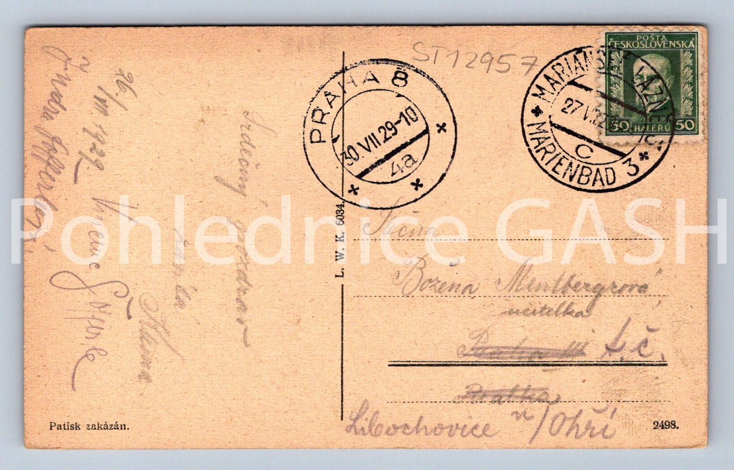 Postcard MARIANSKÉ LÁZNĚ (ST12957)