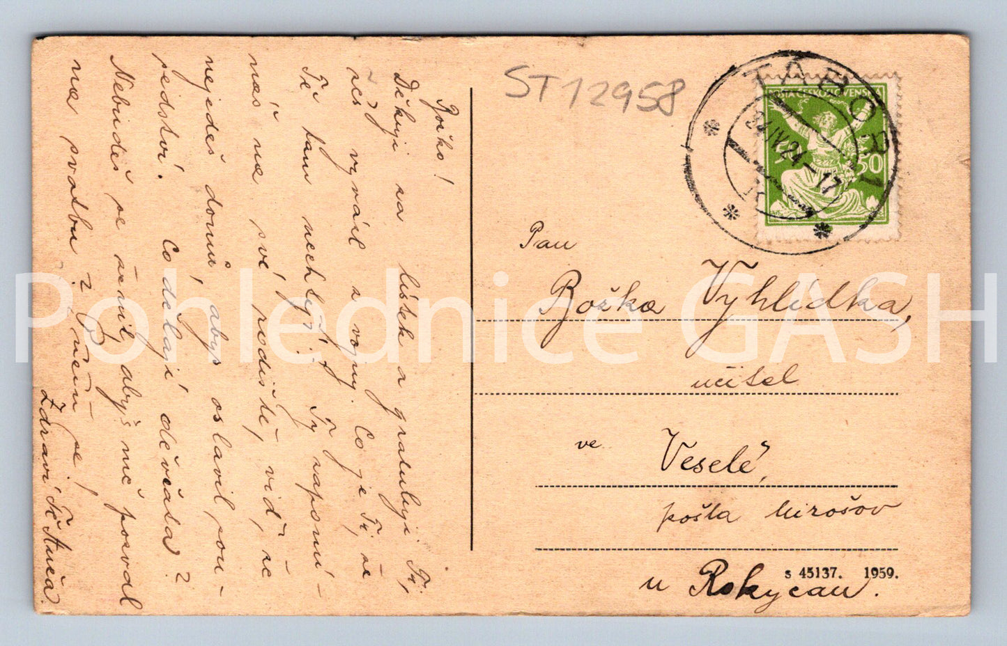 Postcard TÁBOR (ST12958)