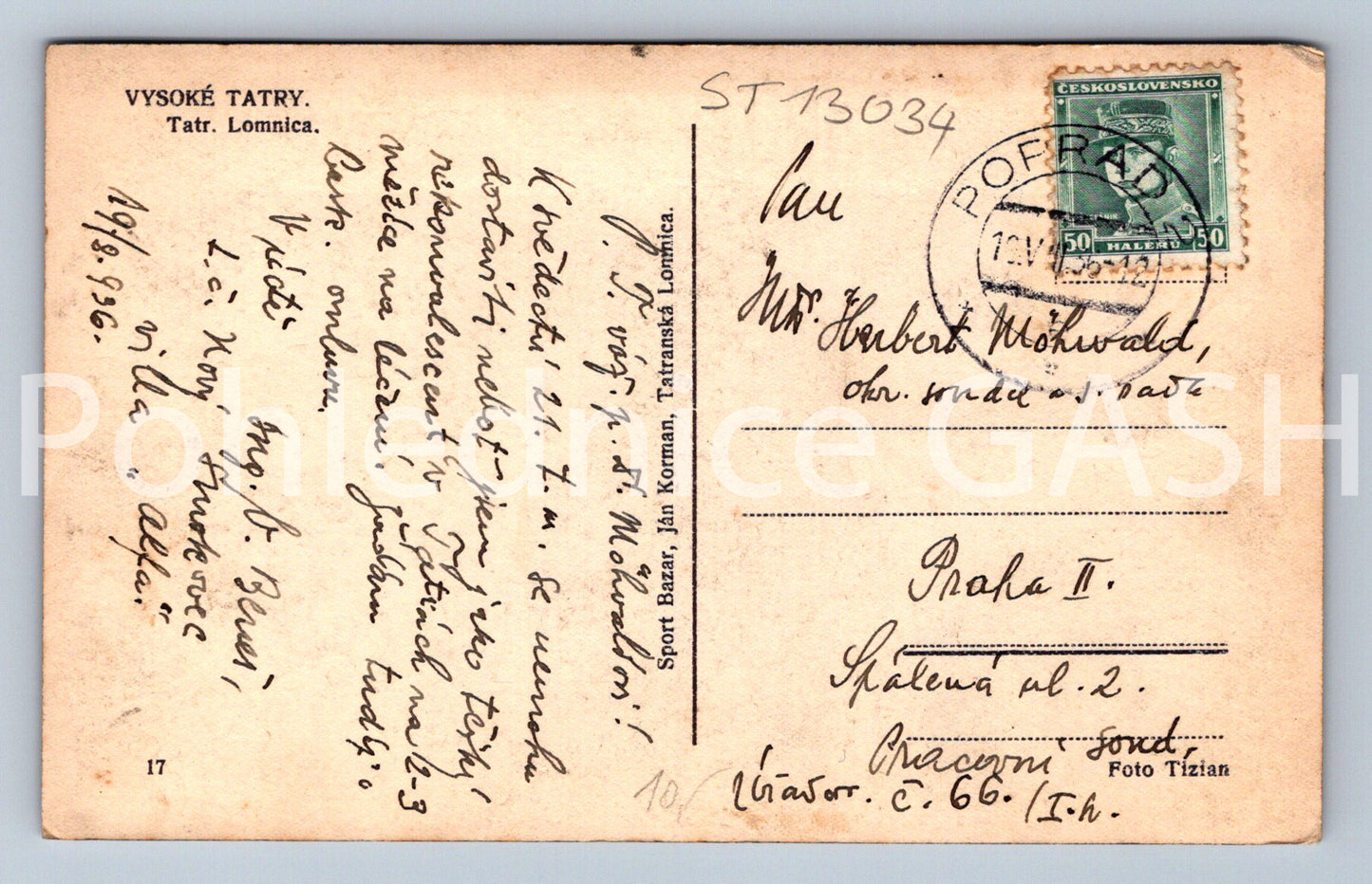 Postcard HIGH TATRAS (ST13034)