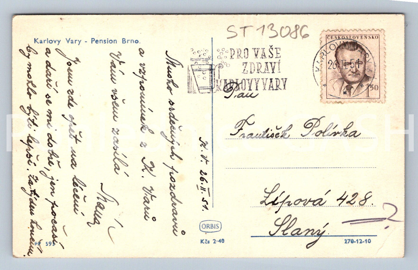 Pohlednice KARLOVY VARY (ST13086)