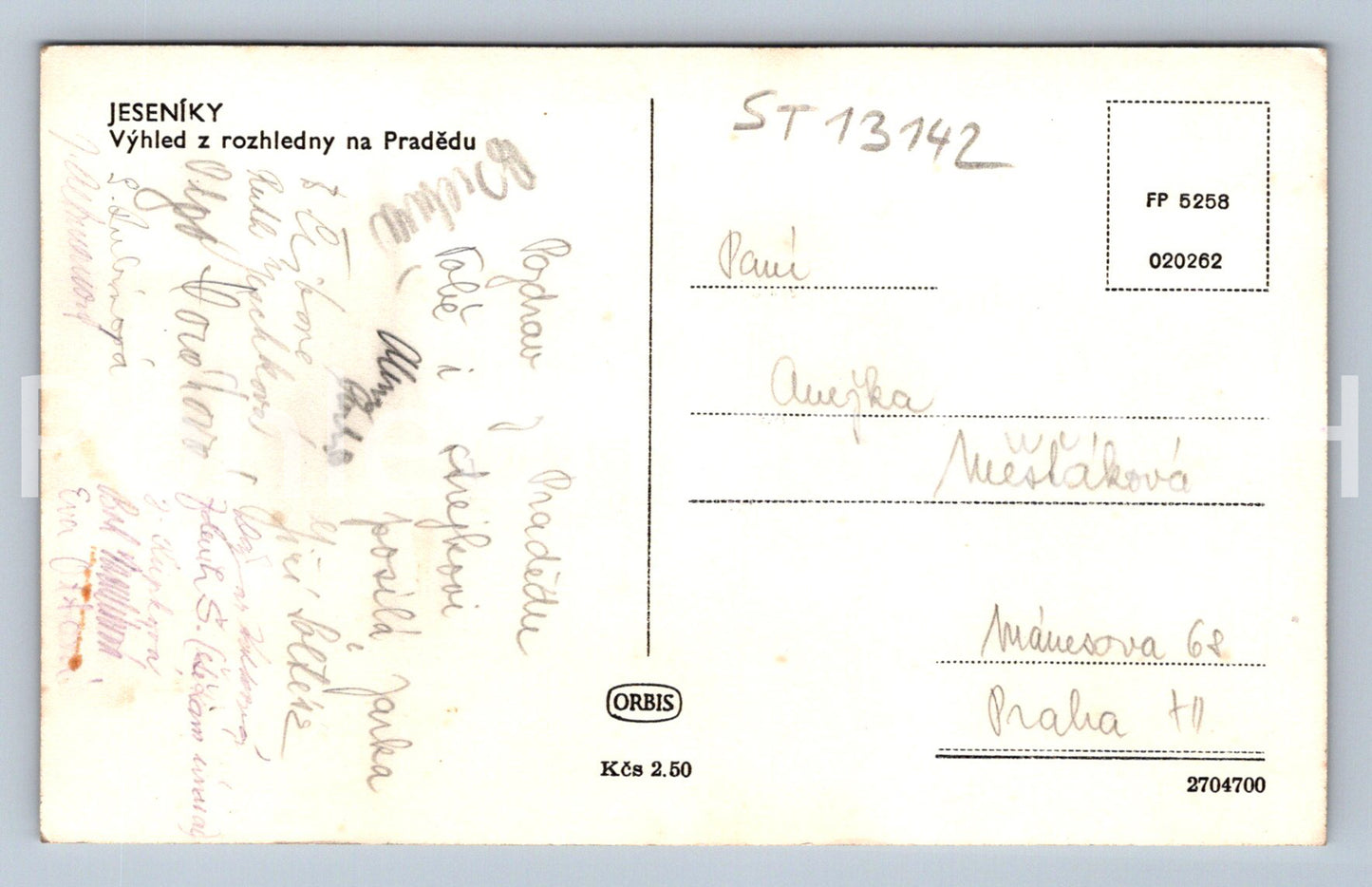 Postcard JESENÍKY (ST13142)