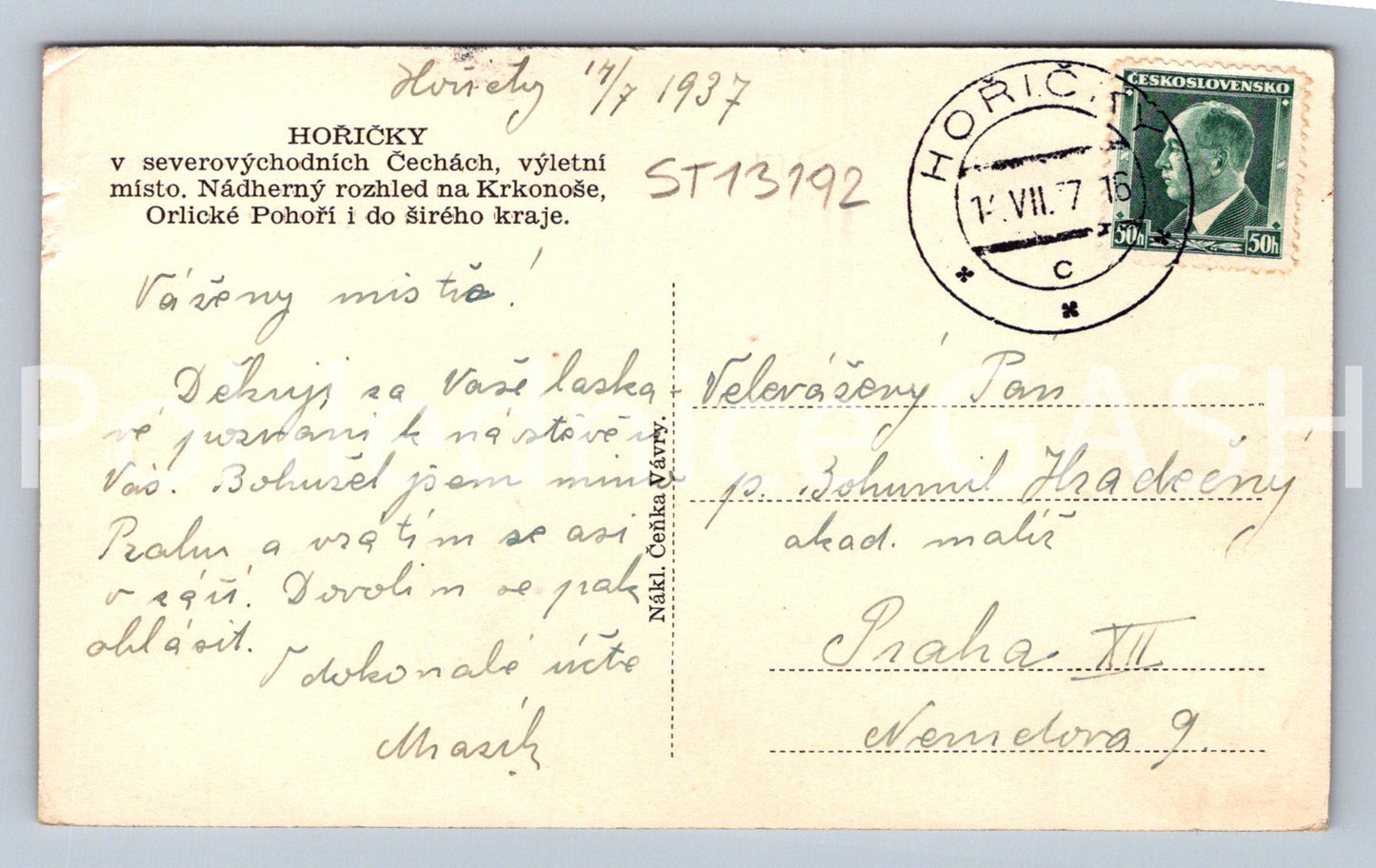 Pohlednice HOŘIČKY (ST13192)