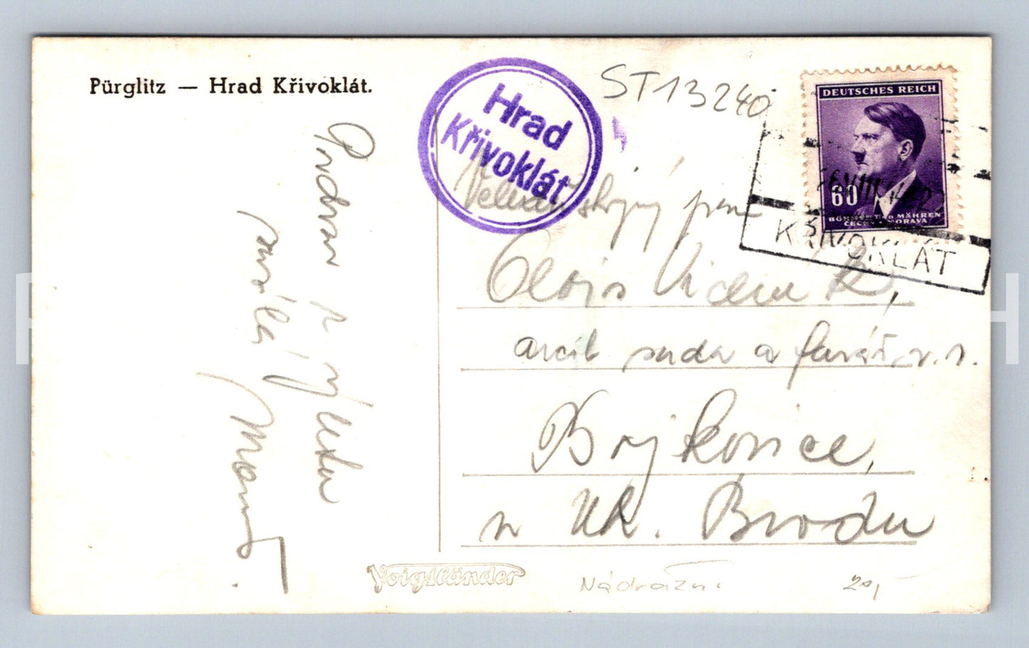 Pohlednice HRAD KŘIVOKLÁT (ST13240)