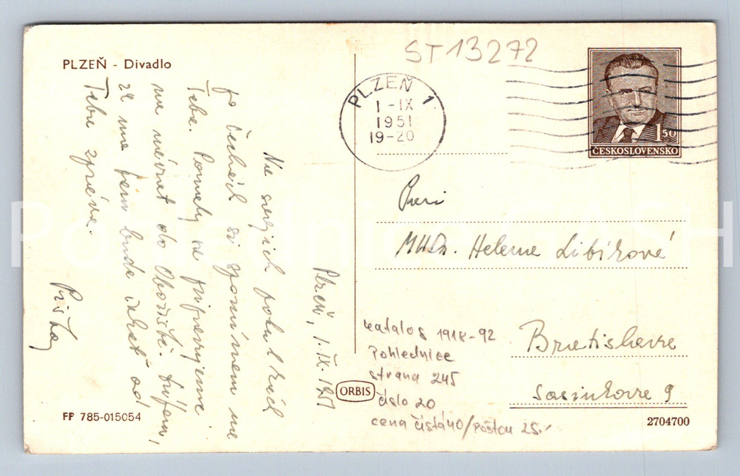 Postcard PILSEN (ST13272)