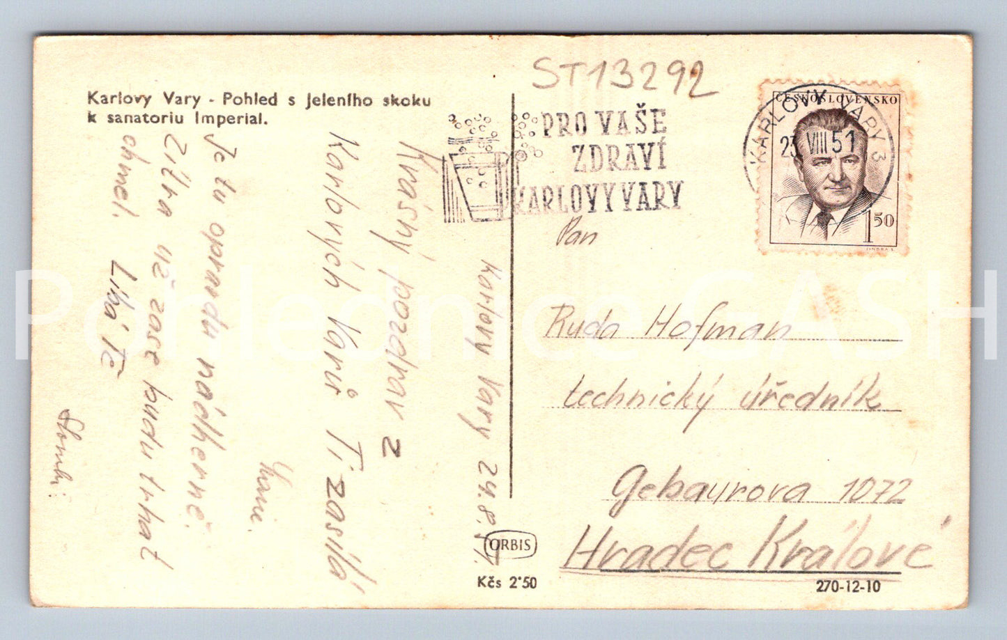 Pohlednice KARLOVY VARY (ST13292)