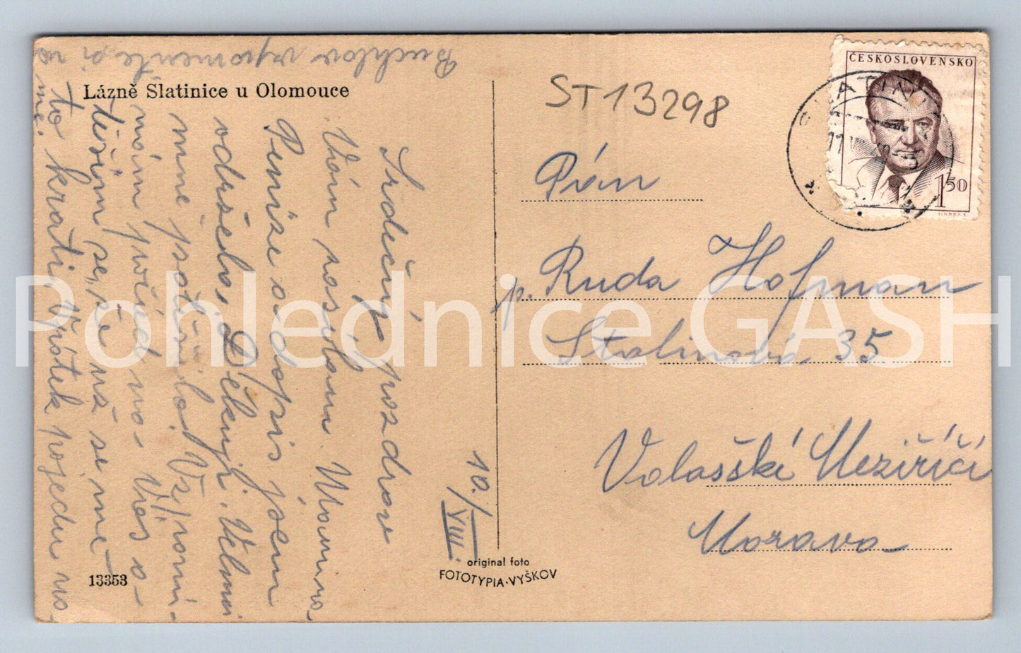 Pohlednice LÁZNĚ SLATINICE U OLOMOUCE (ST13298)