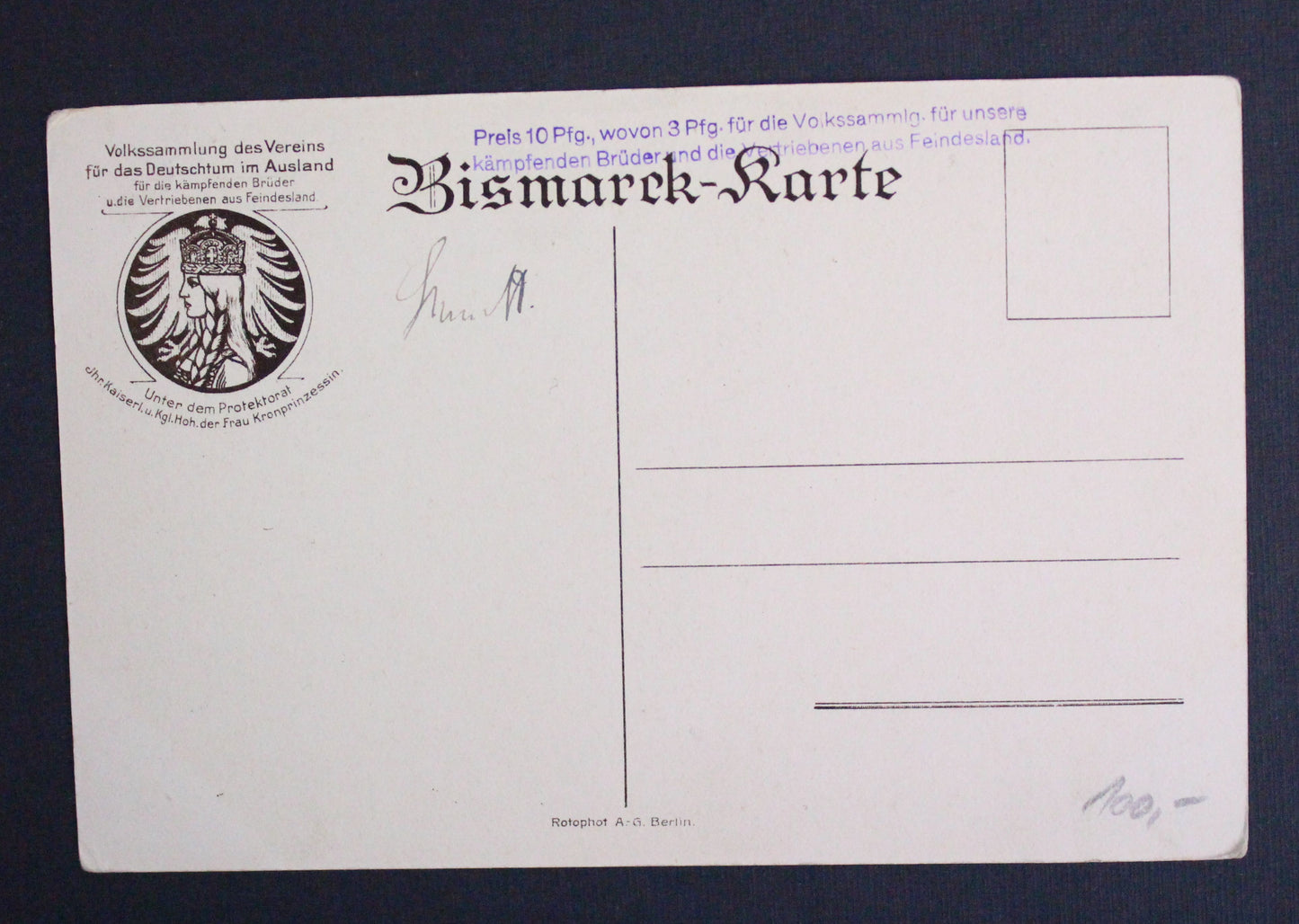 Postcard Postkarte Bismarck-Karte Zum 100. Geburtstag