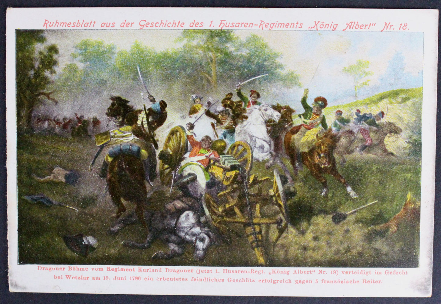 Pohlednice Ruhmesblatt aus der Geschichte des 1. husaren-Regiments