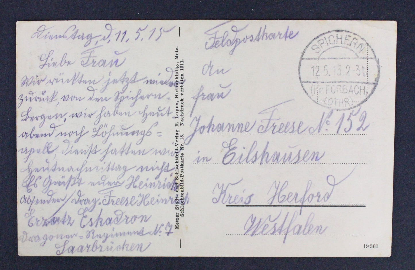 Stará pohlednice General de Montaigu SPICHERN 1915