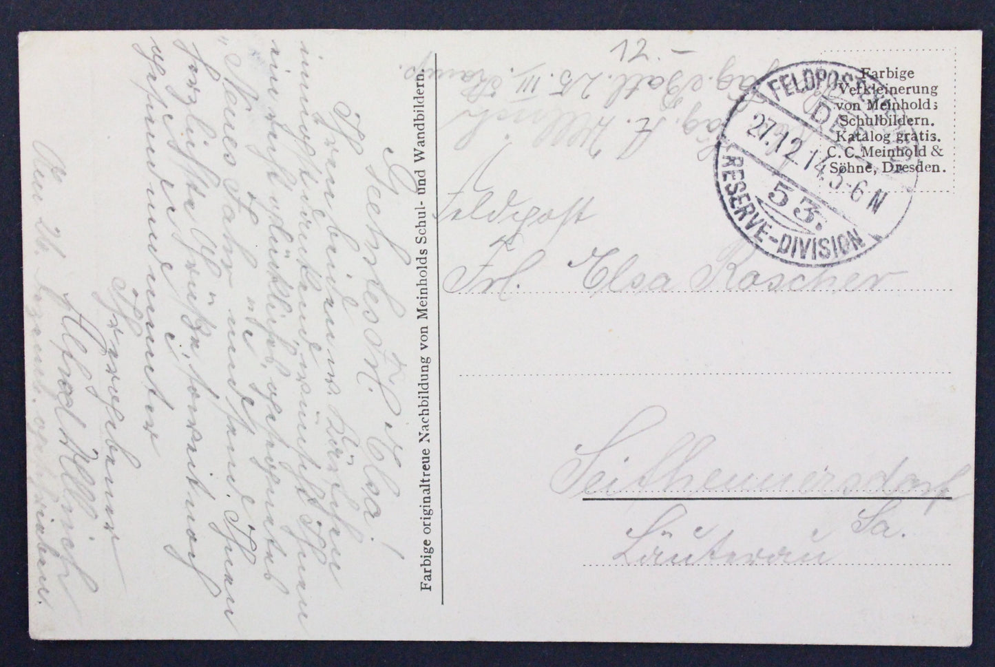 Pohldenice Fieldpost polní pošta 53. Reserve-Division 1914