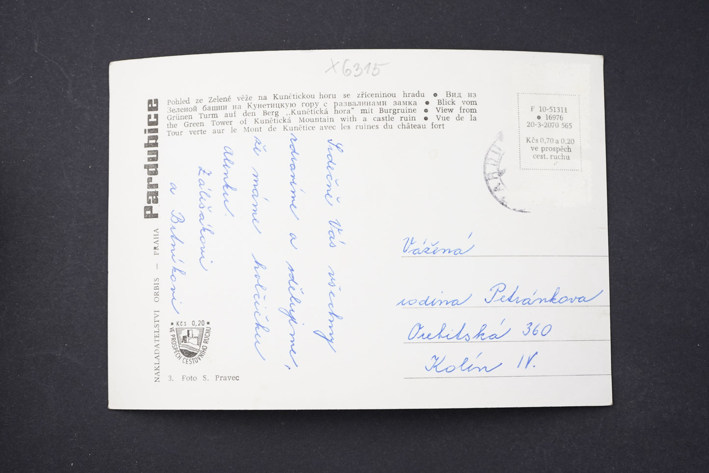 Postcard PARDUBICE (x6315)