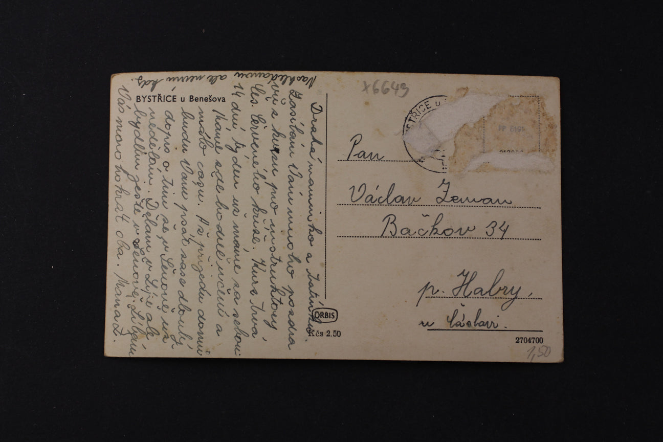 Postcard Bystřice near Benešov (x6643)