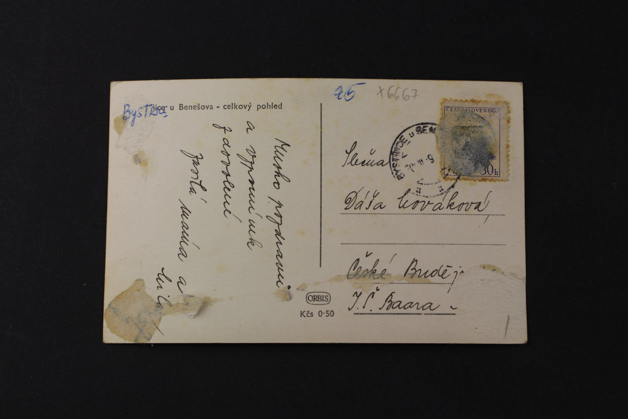 Postcard Bystrice near Benešov (x6667)