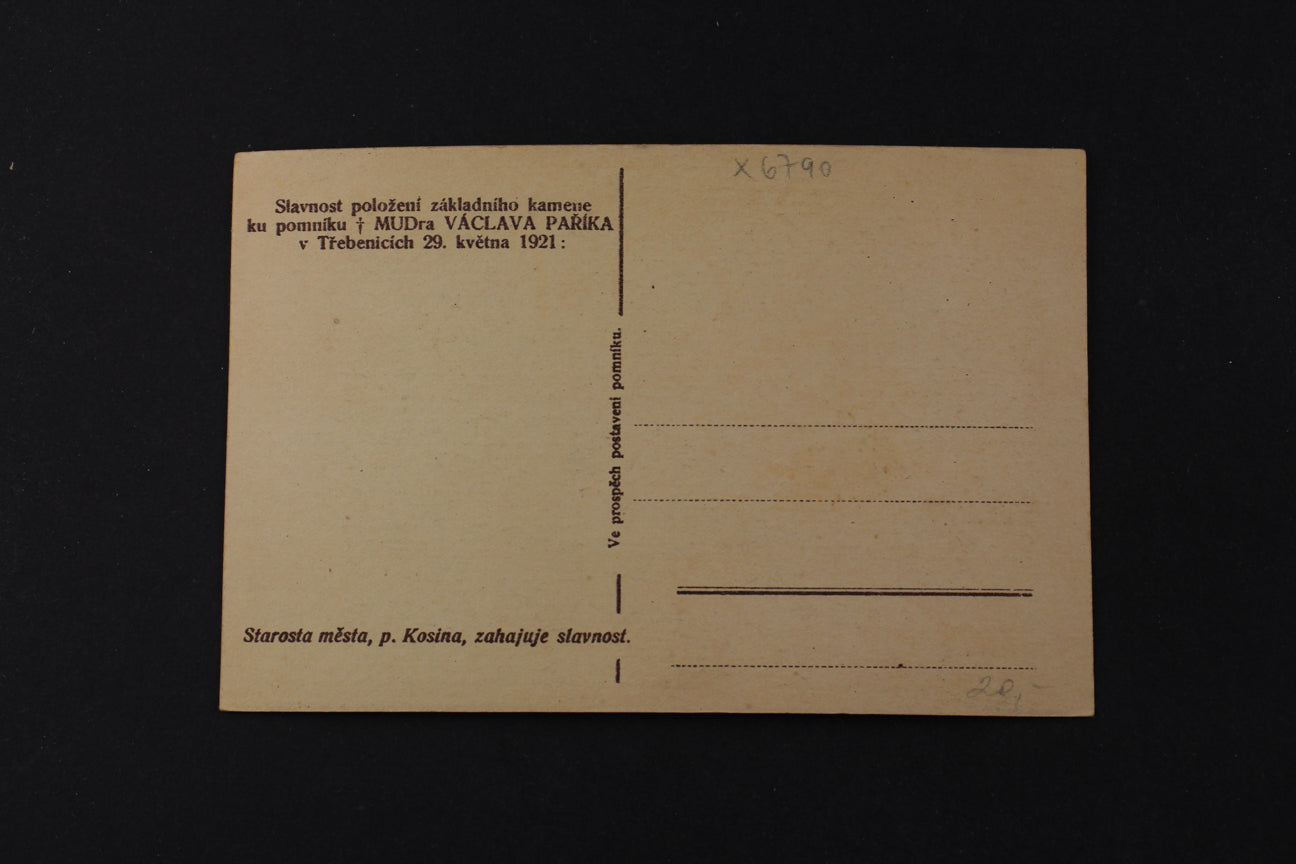 Pohlednice Slavnost položení základního kamene Václava Paříka (x6790)