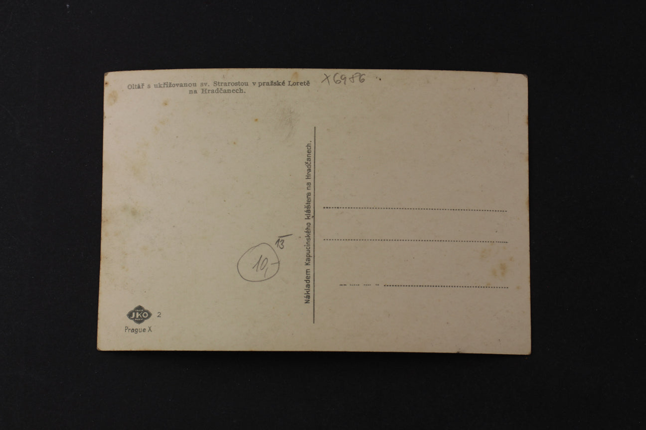 Postcard Altar with the crucified St. Srarosta in the Prague Loreta (x6986)